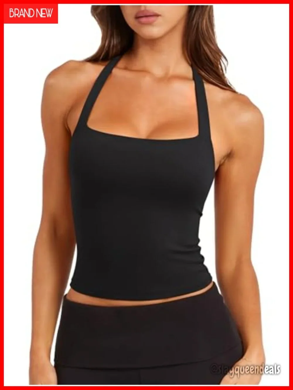Women's Halter Sports Bra Workout Tank Top Crop Top Wirefree Sleeveless Y2K
